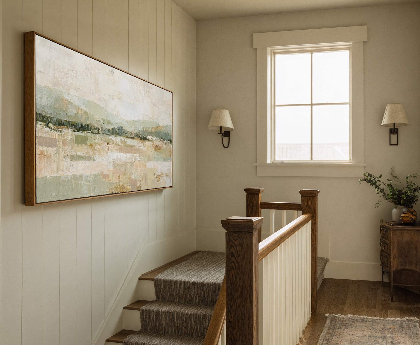 Canvas wall art in interior setting.
