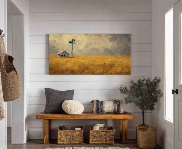 Canvas wall art in interior setting.