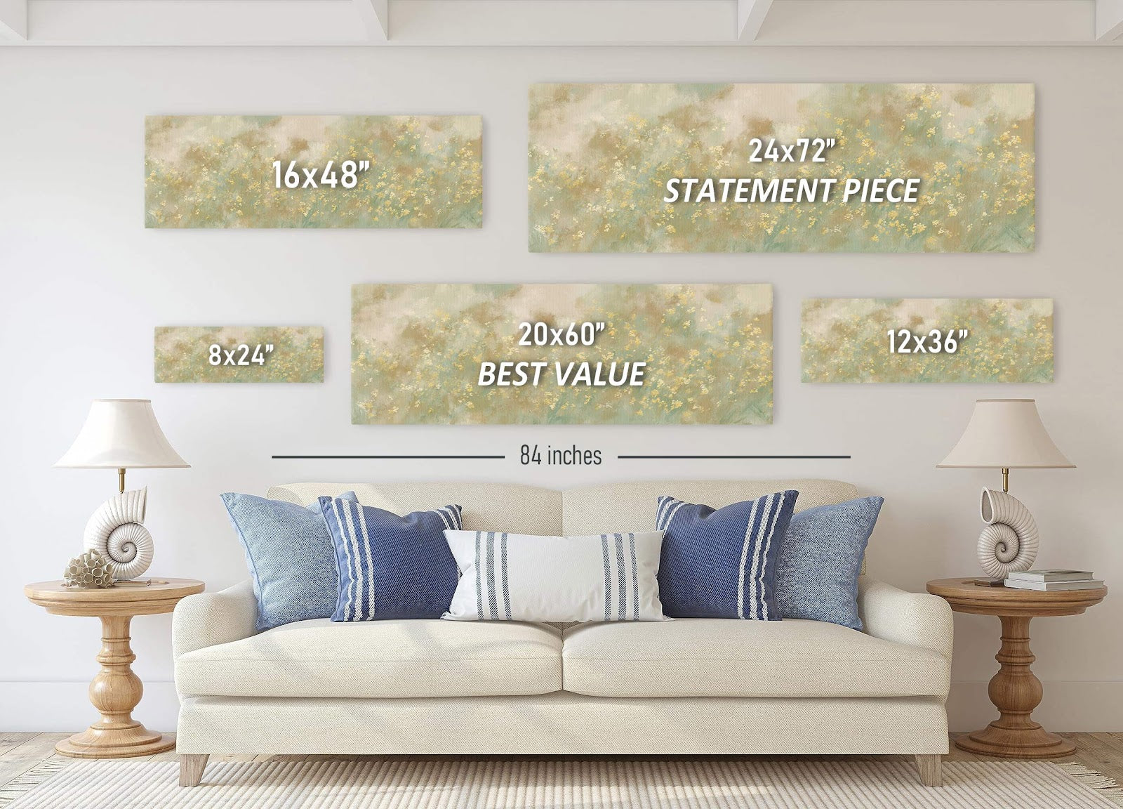 Canvas wall art in interior setting.