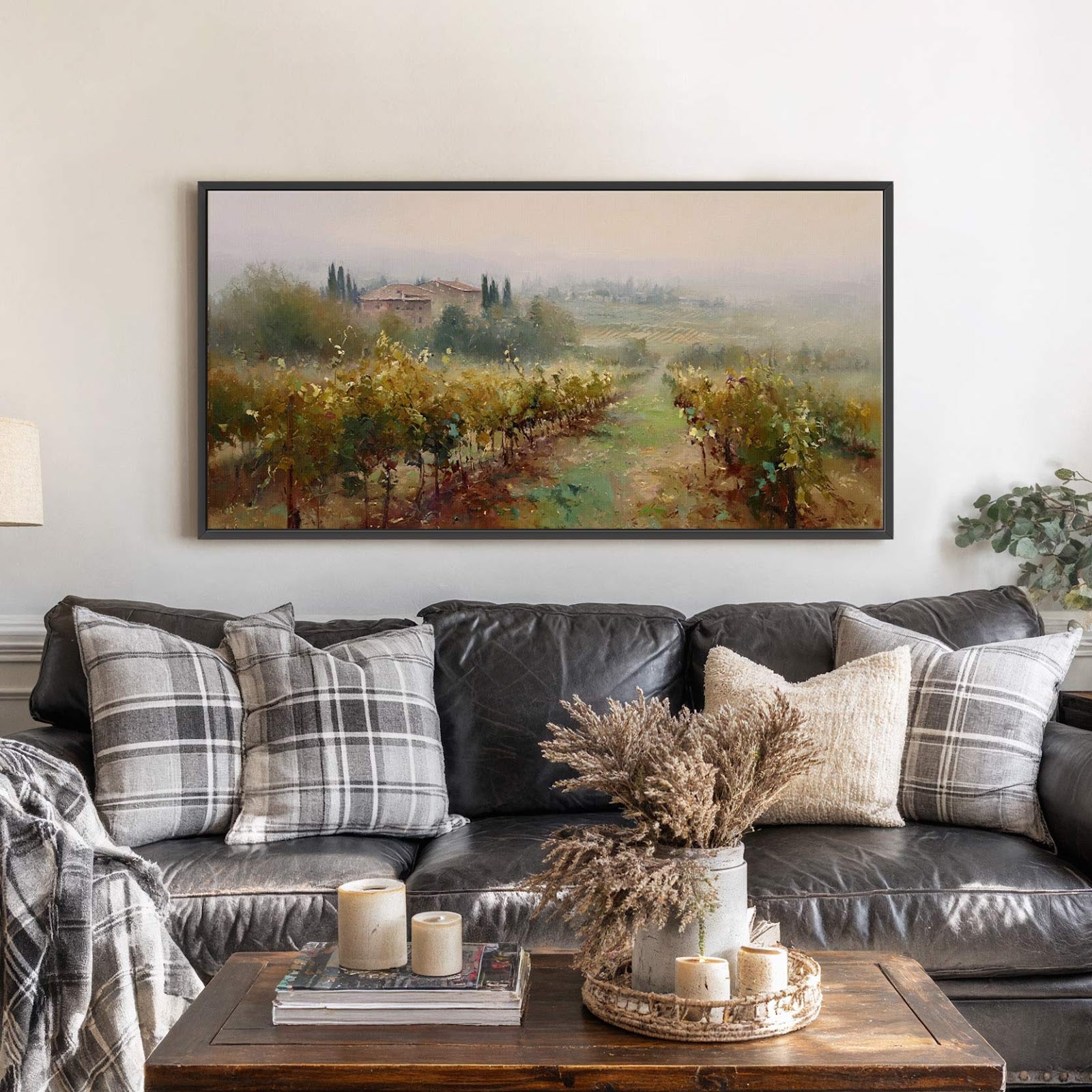 Canvas wall art in interior setting.