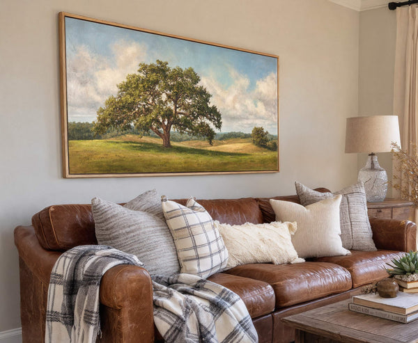 Canvas wall art in interior setting.