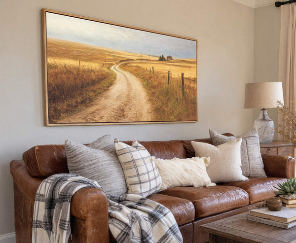 Canvas wall art in interior setting.