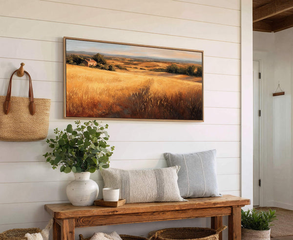 Canvas wall art in interior setting.