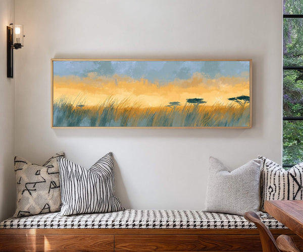 Canvas wall art in interior setting.