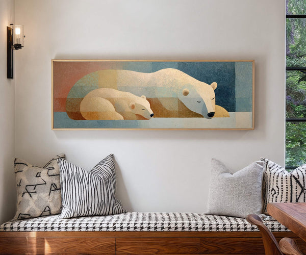 Canvas wall art in interior setting.