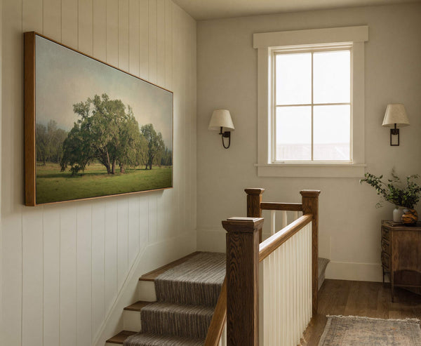 Canvas wall art in interior setting.