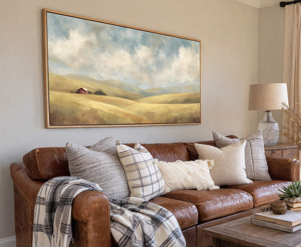 Canvas wall art in interior setting.