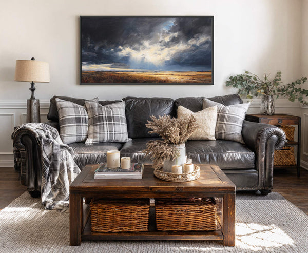 Canvas wall art in interior setting.