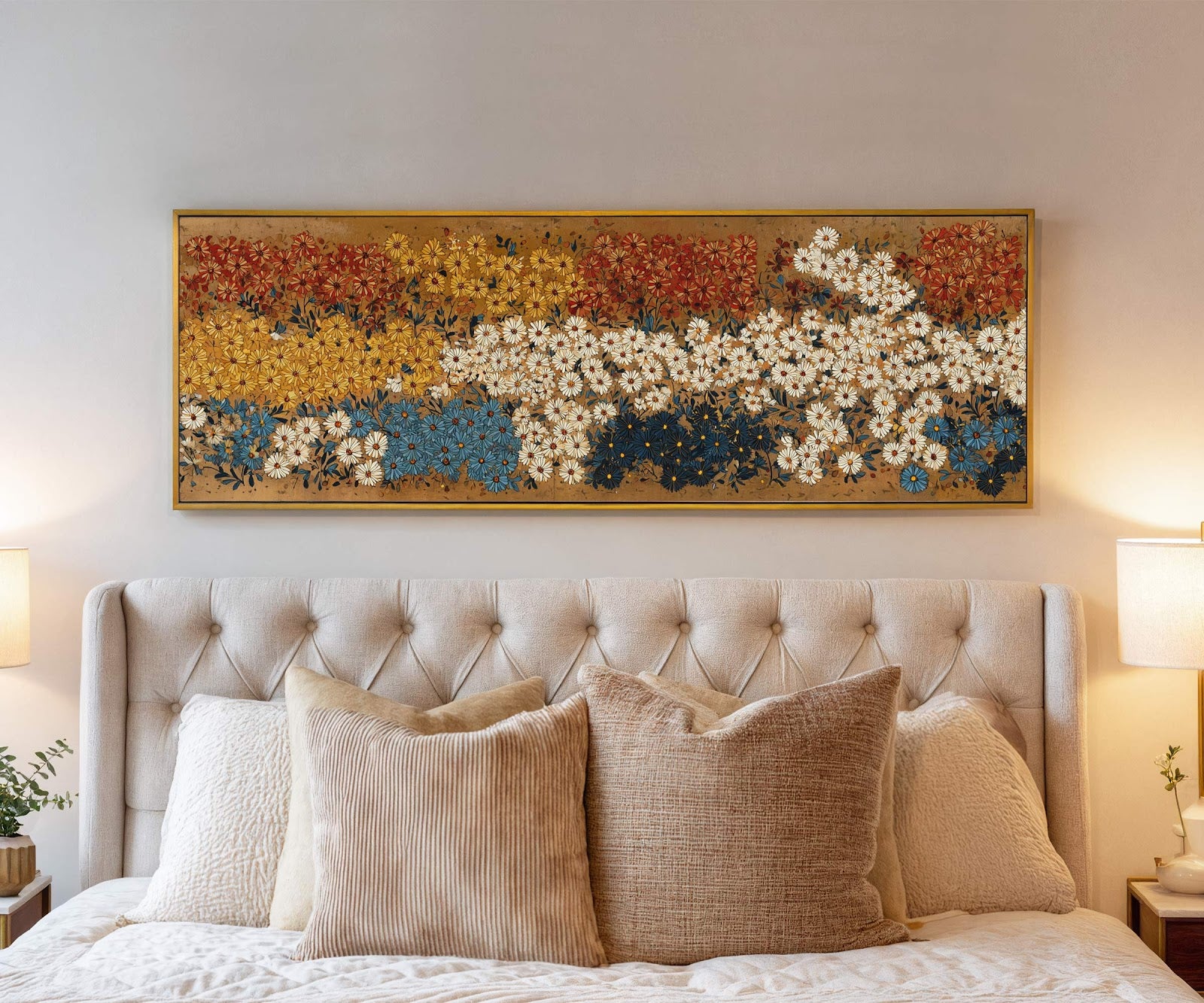 Canvas wall art in interior setting.