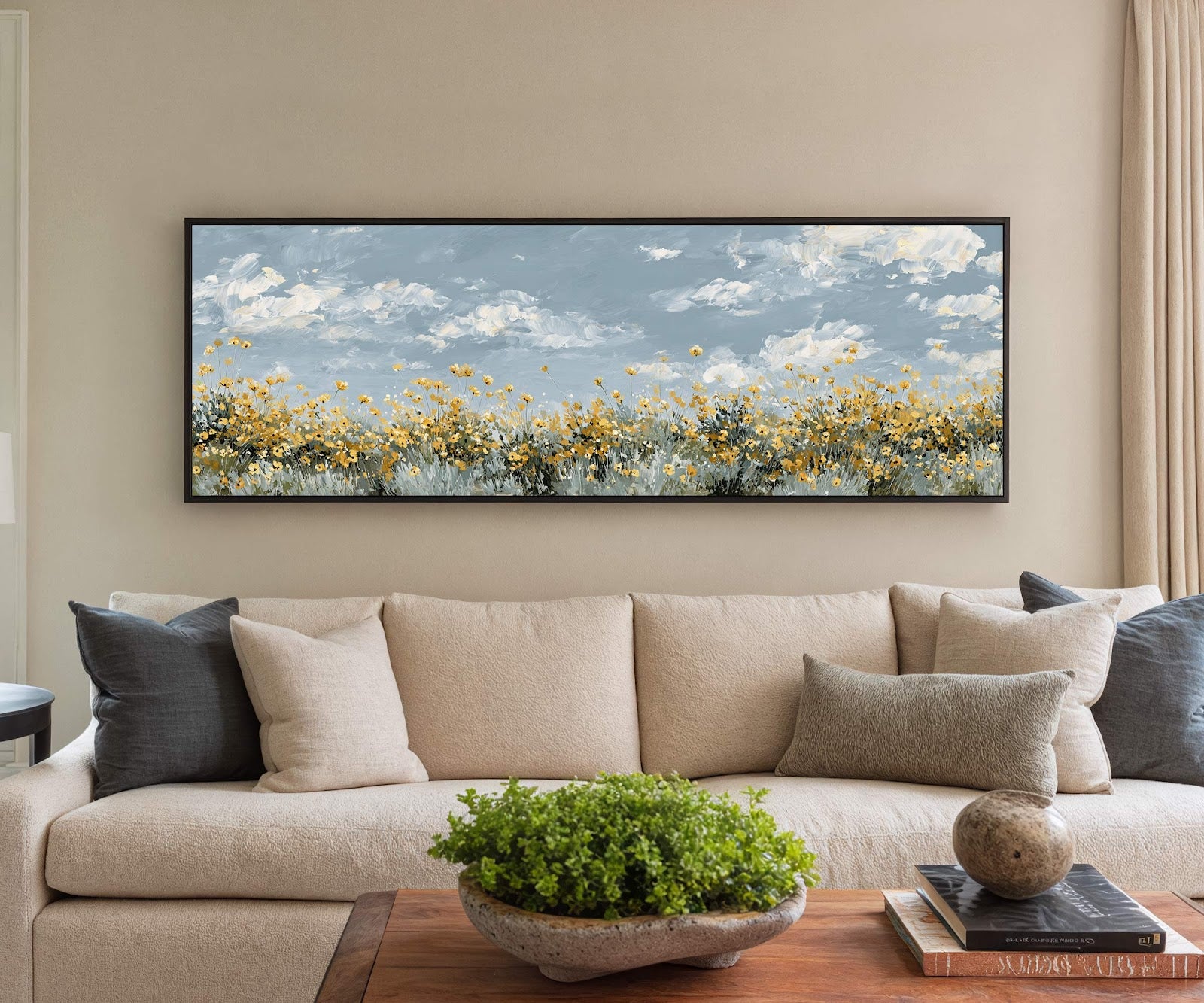 Canvas wall art in interior setting.