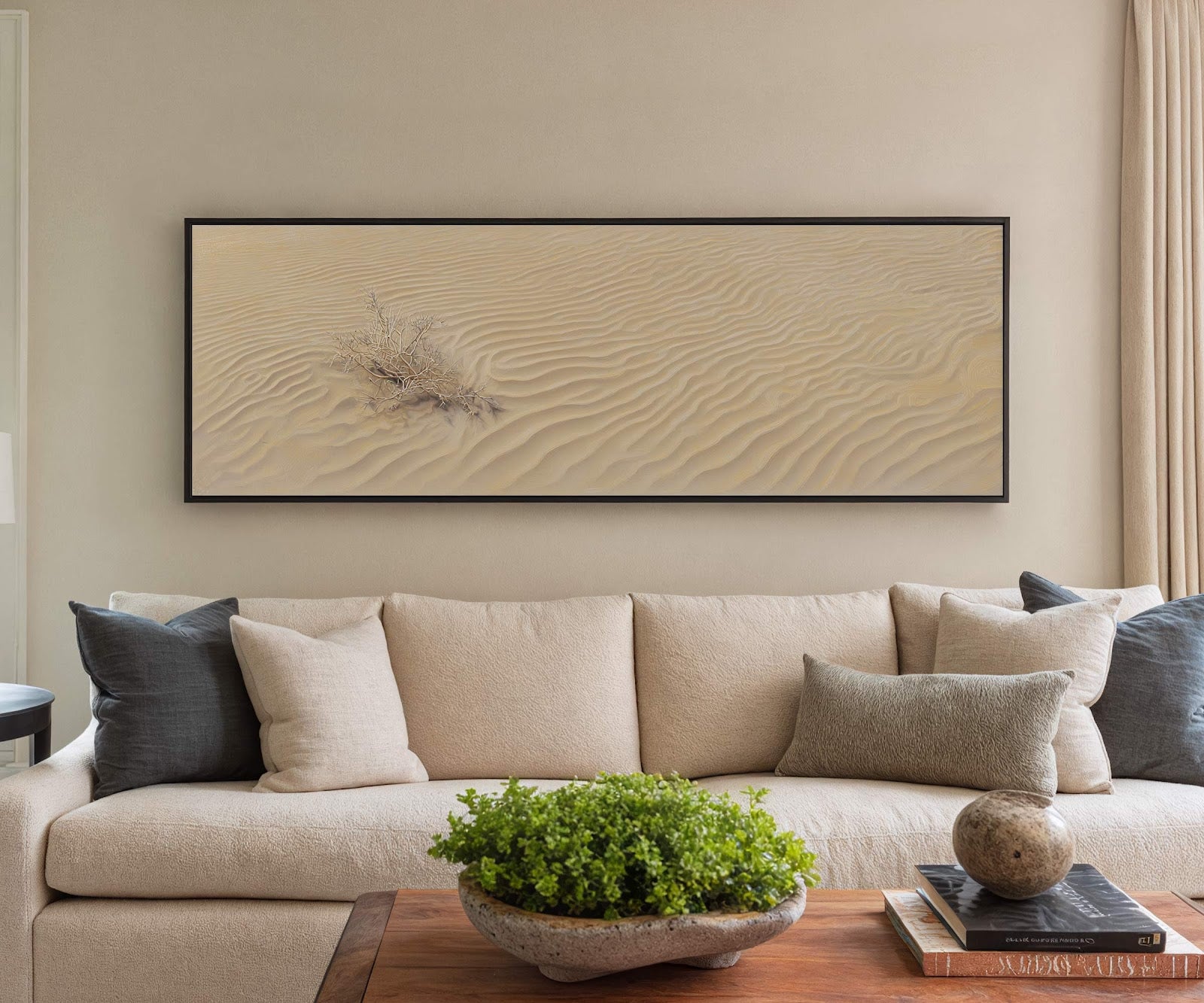 Desert Plant Dune Lines Canvas Print