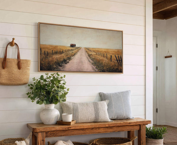 Canvas wall art in interior setting.