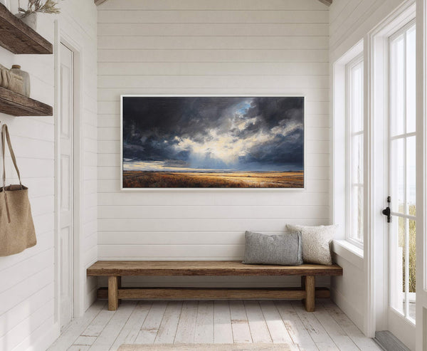 Canvas wall art in interior setting.
