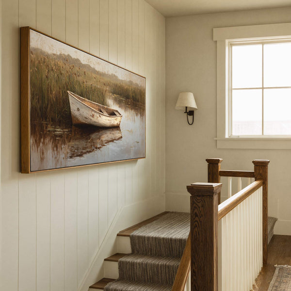 Canvas wall art in interior setting.