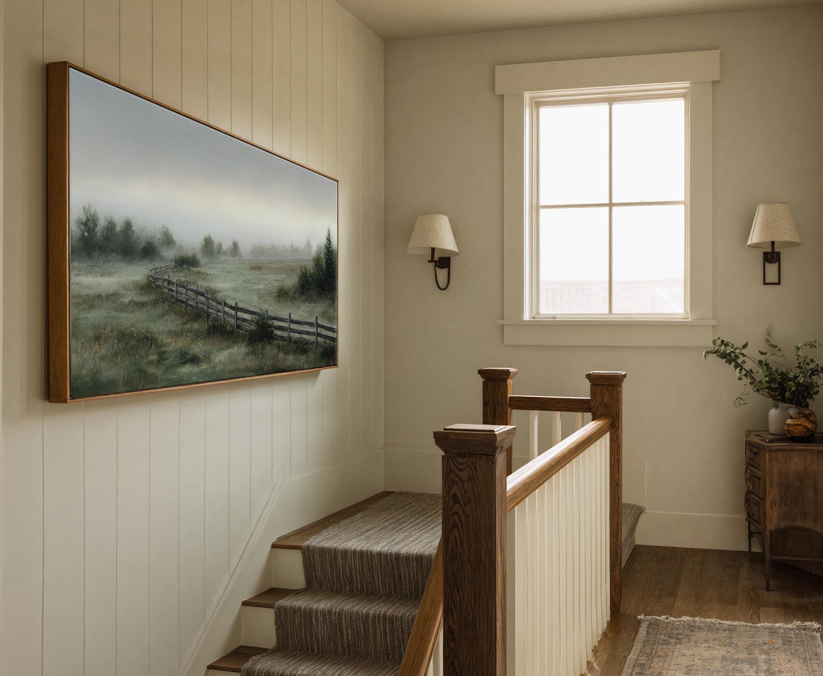 Canvas wall art in interior setting.