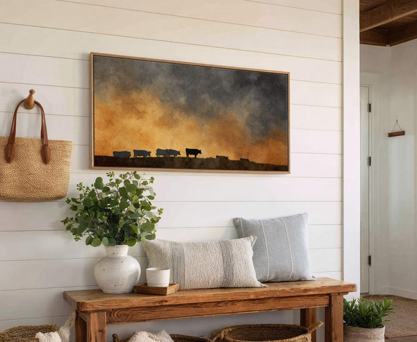 Canvas wall art in interior setting.