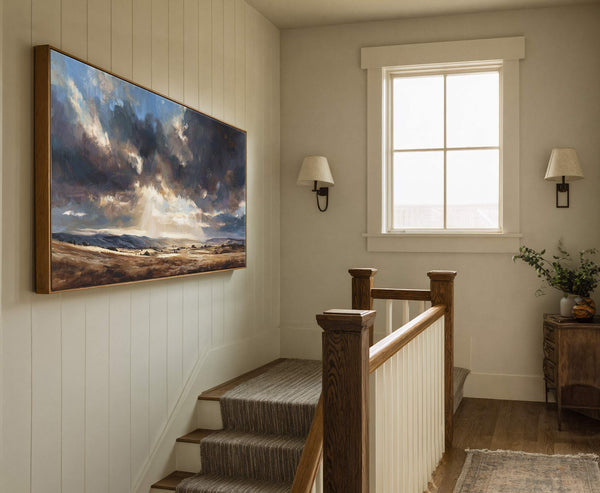 Canvas wall art in interior setting.