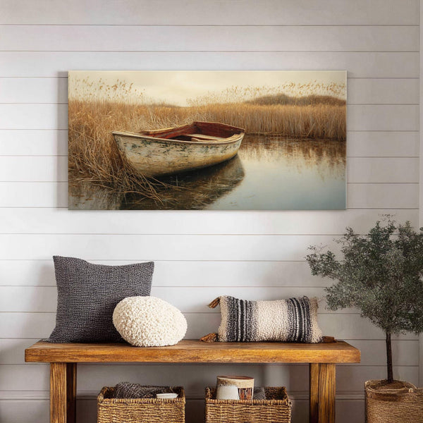 Canvas wall art in interior setting.