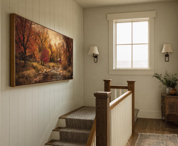 Canvas wall art in interior setting.