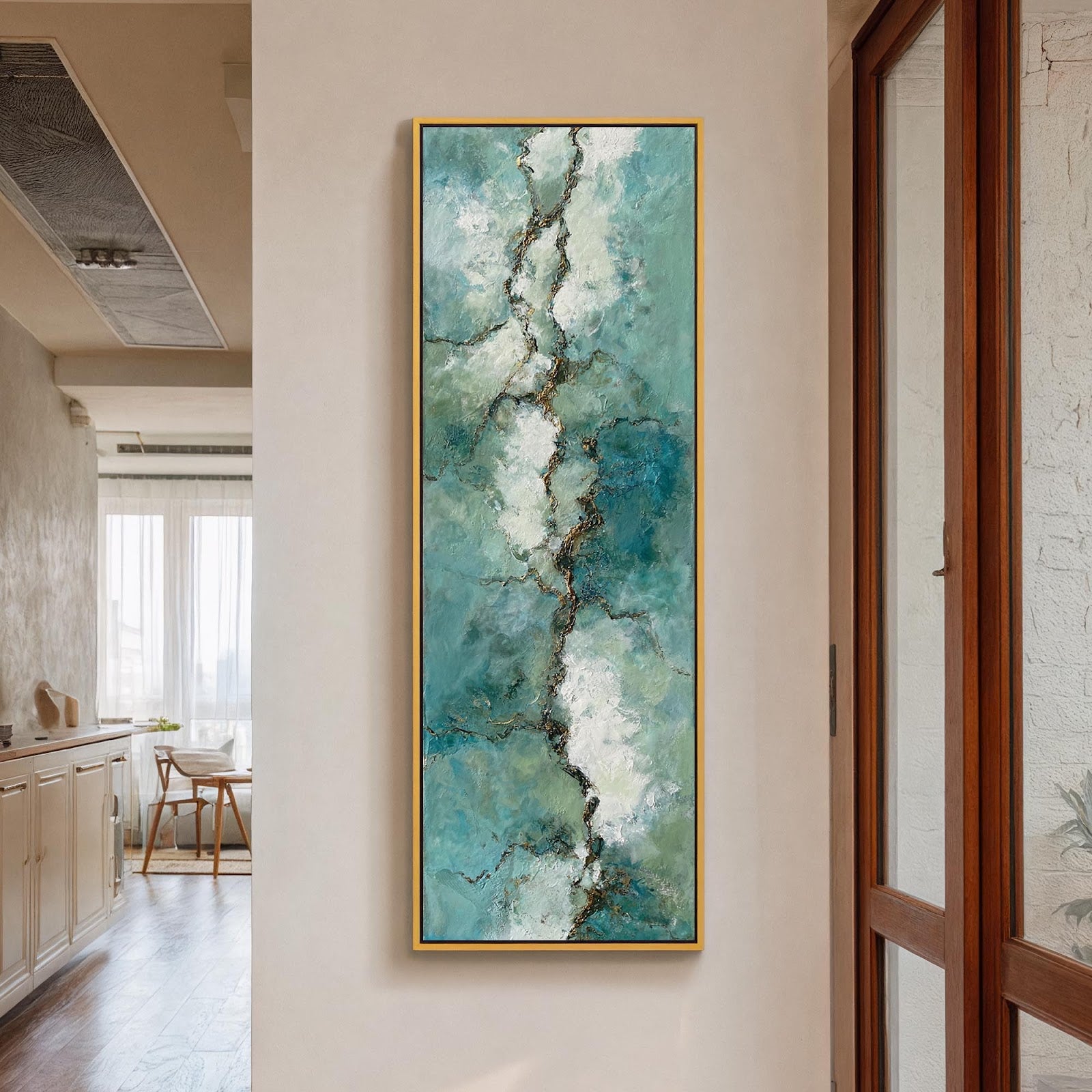 Teal Gold Abstract Marble Canvas Print