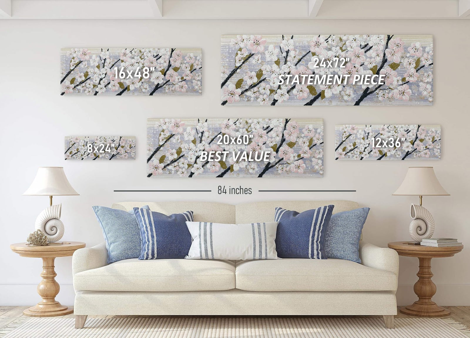 Canvas wall art in interior setting.