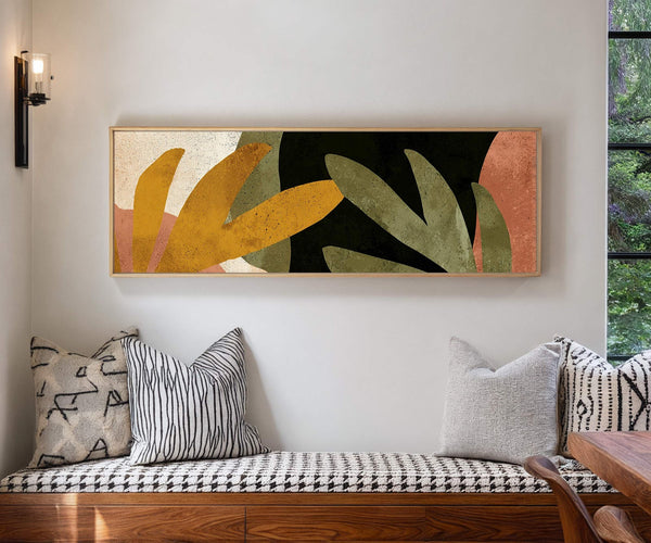 Canvas wall art in interior setting.