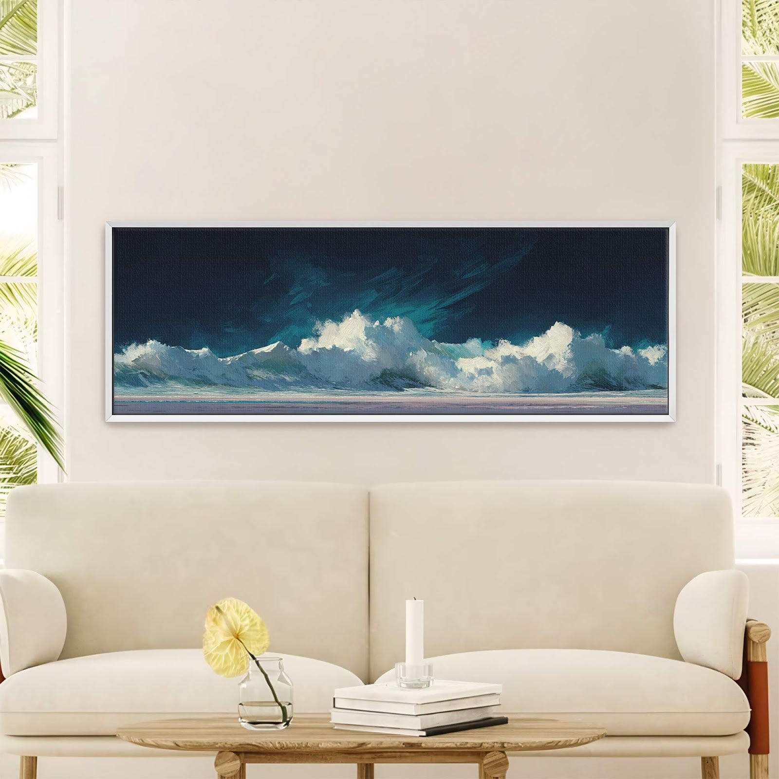 Canvas wall art in interior setting.
