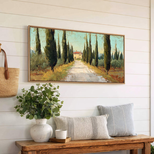 Canvas wall art in interior setting.