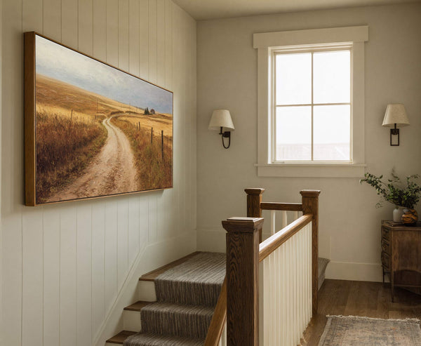 Canvas wall art in interior setting.