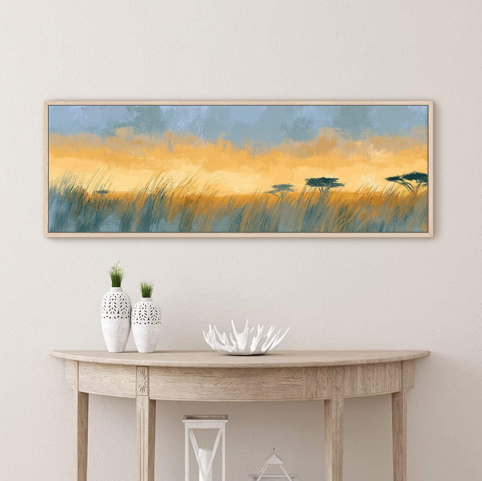 Canvas wall art in interior setting.