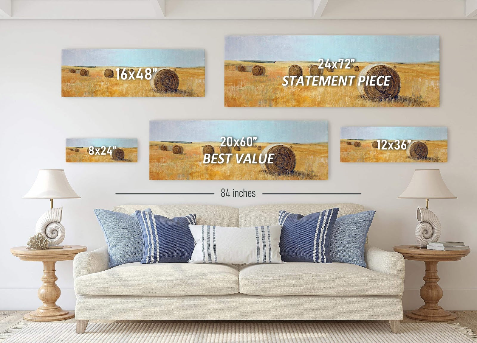 Canvas wall art in interior setting.