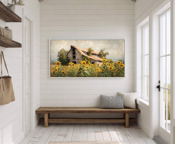 Canvas wall art in interior setting.