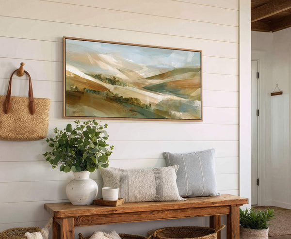 Canvas wall art in interior setting.