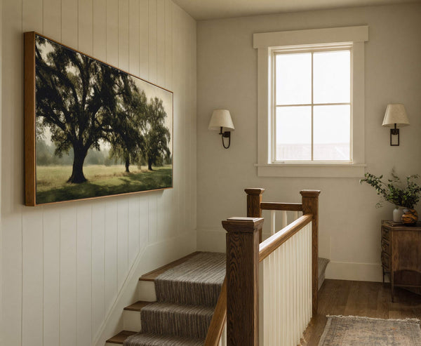 Canvas wall art in interior setting.