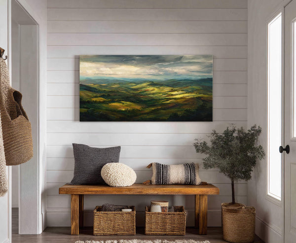 Canvas wall art in interior setting.