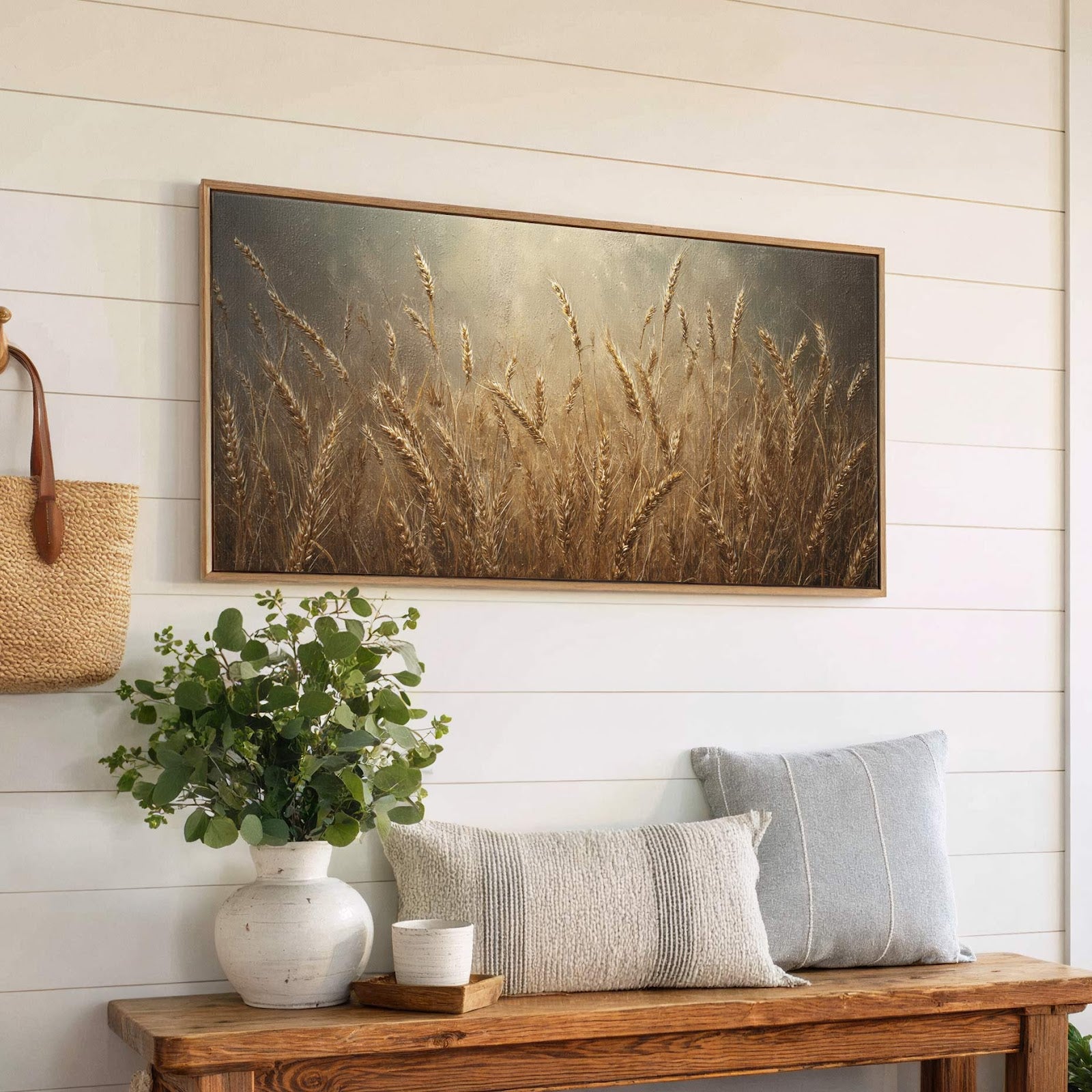 Canvas wall art in interior setting.