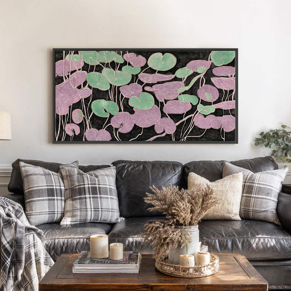 Canvas wall art in interior setting.