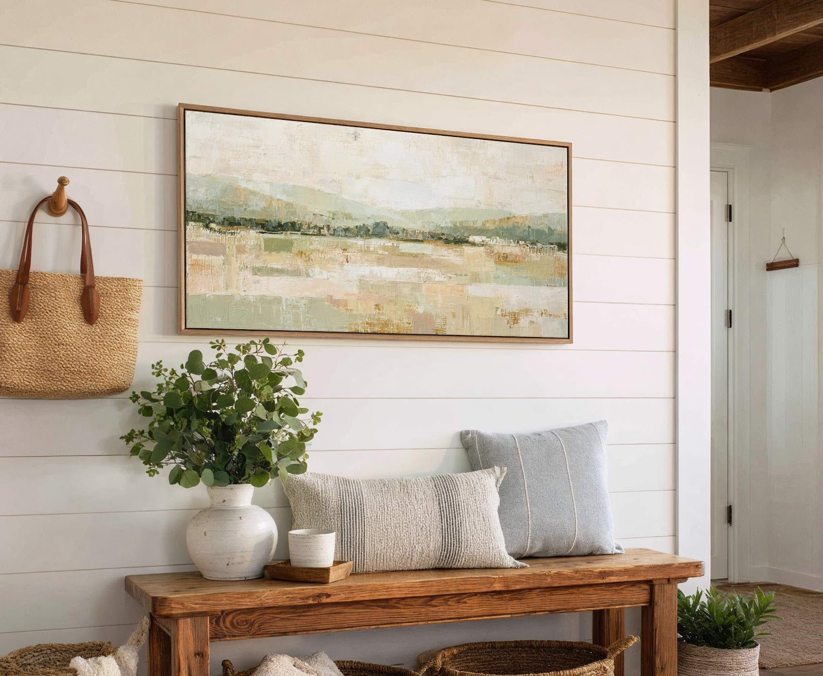 Canvas wall art in interior setting.