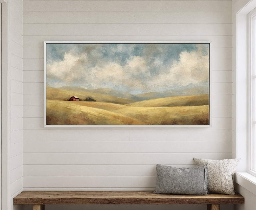 Canvas wall art in interior setting.