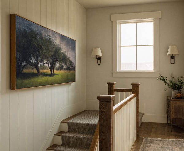 Canvas wall art in interior setting.