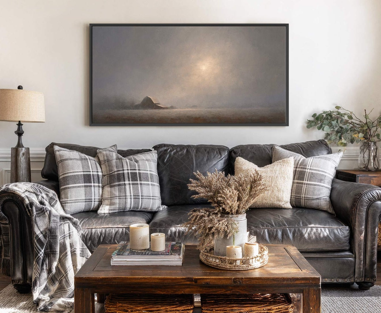 Misty Landscape Field Canvas Print