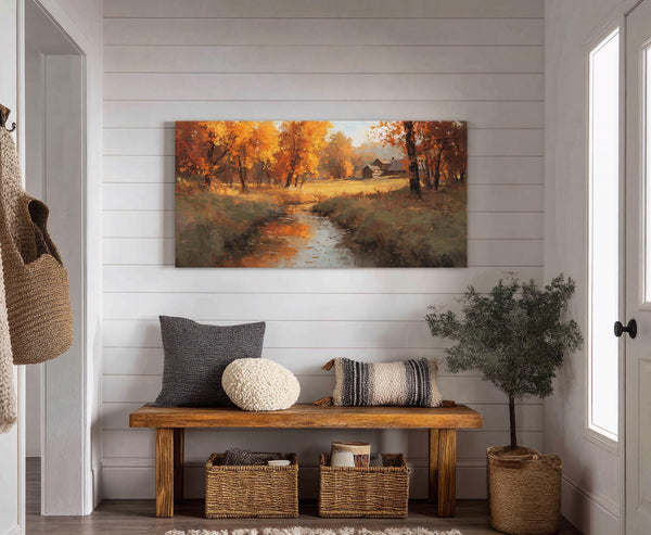 Canvas wall art in interior setting.