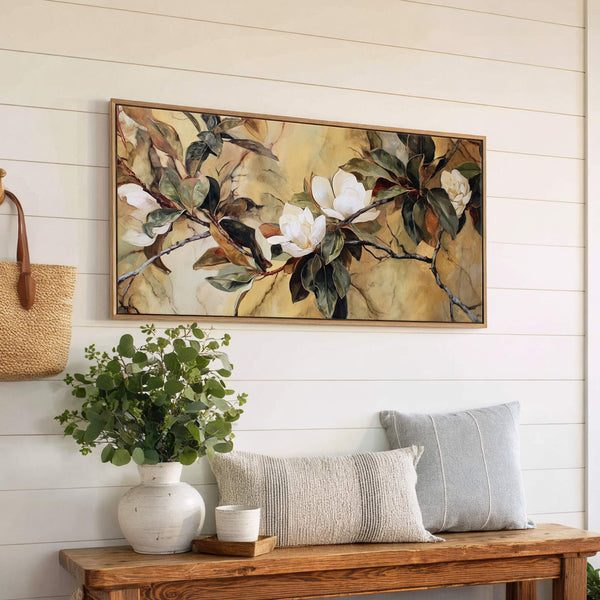 Canvas wall art in interior setting.