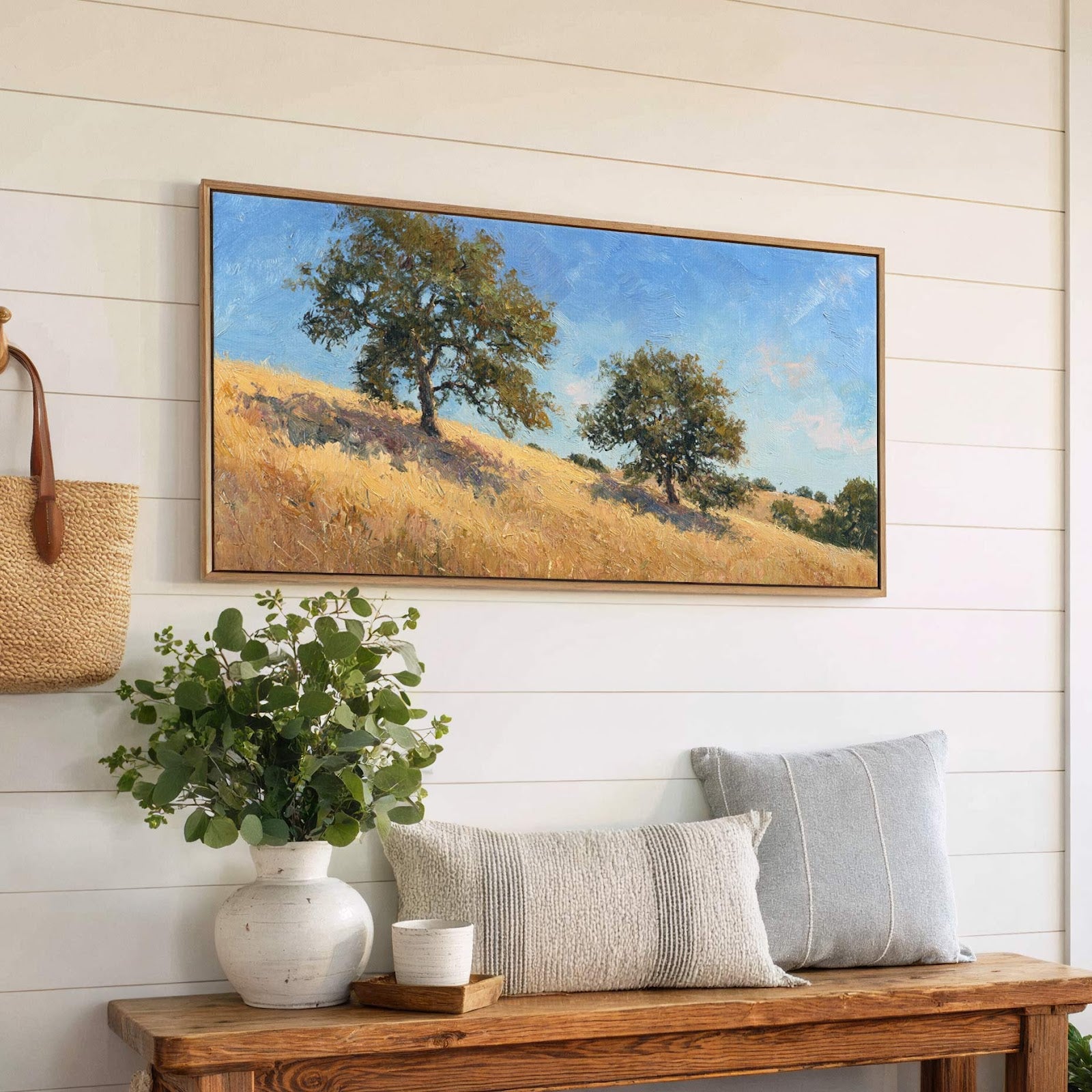 Canvas wall art in interior setting.