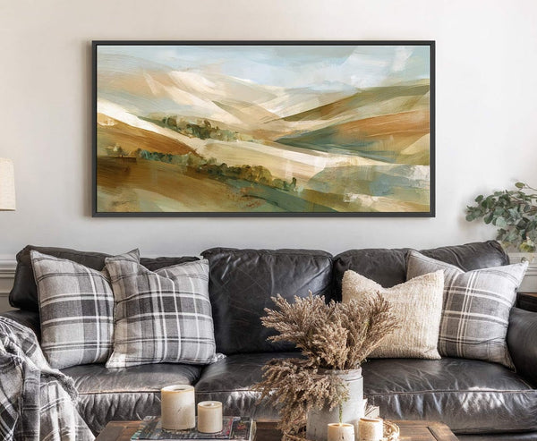 Canvas wall art in interior setting.