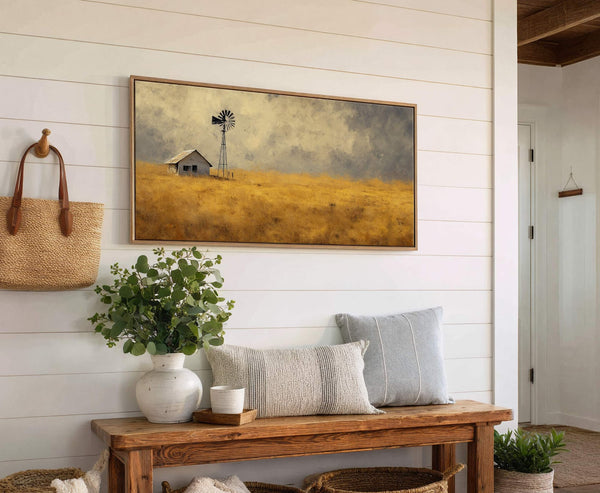 Canvas wall art in interior setting.