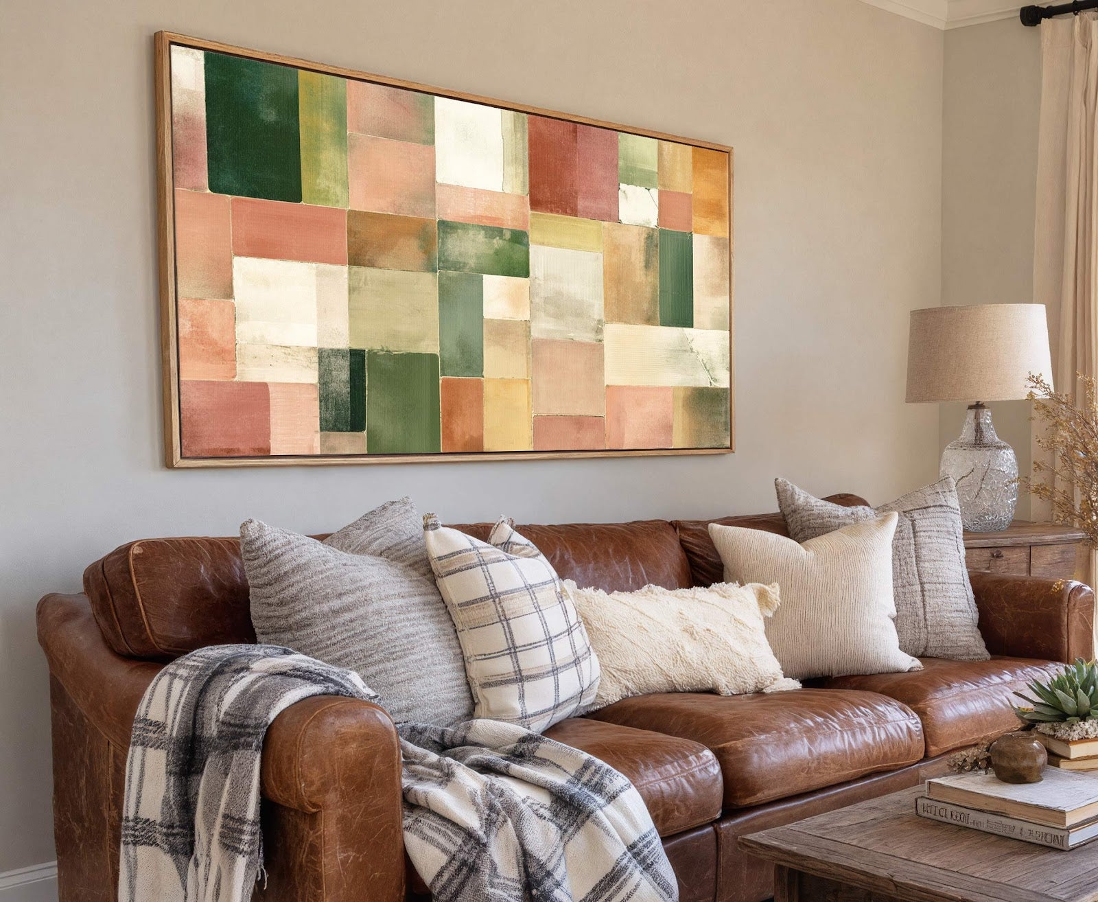 Canvas wall art in interior setting.