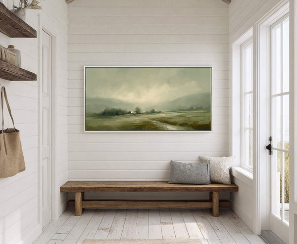Canvas wall art in interior setting.