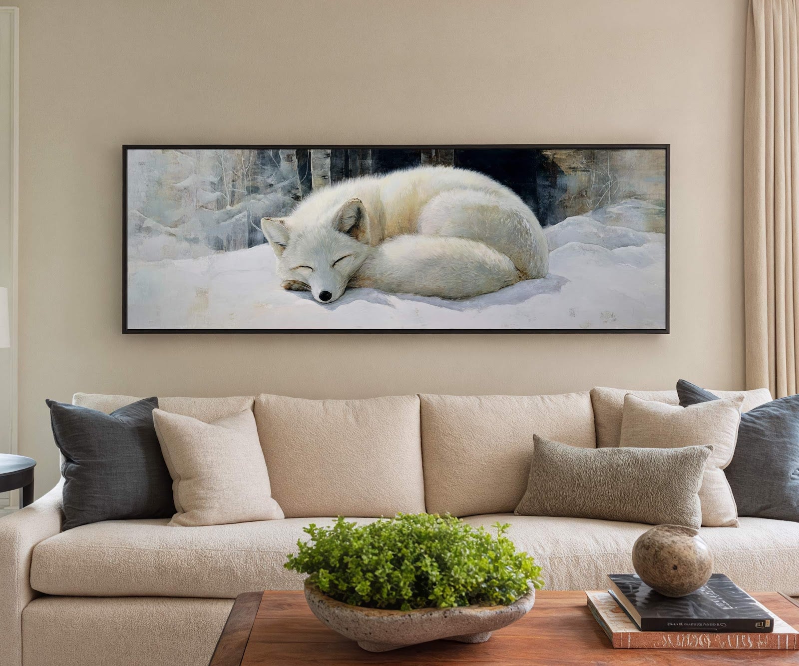 Canvas wall art in interior setting.