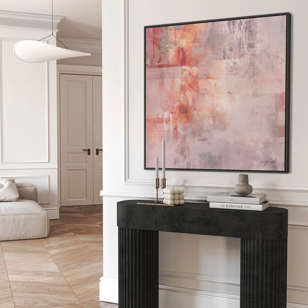 Abstrakte Wandkunst in Blush Pink